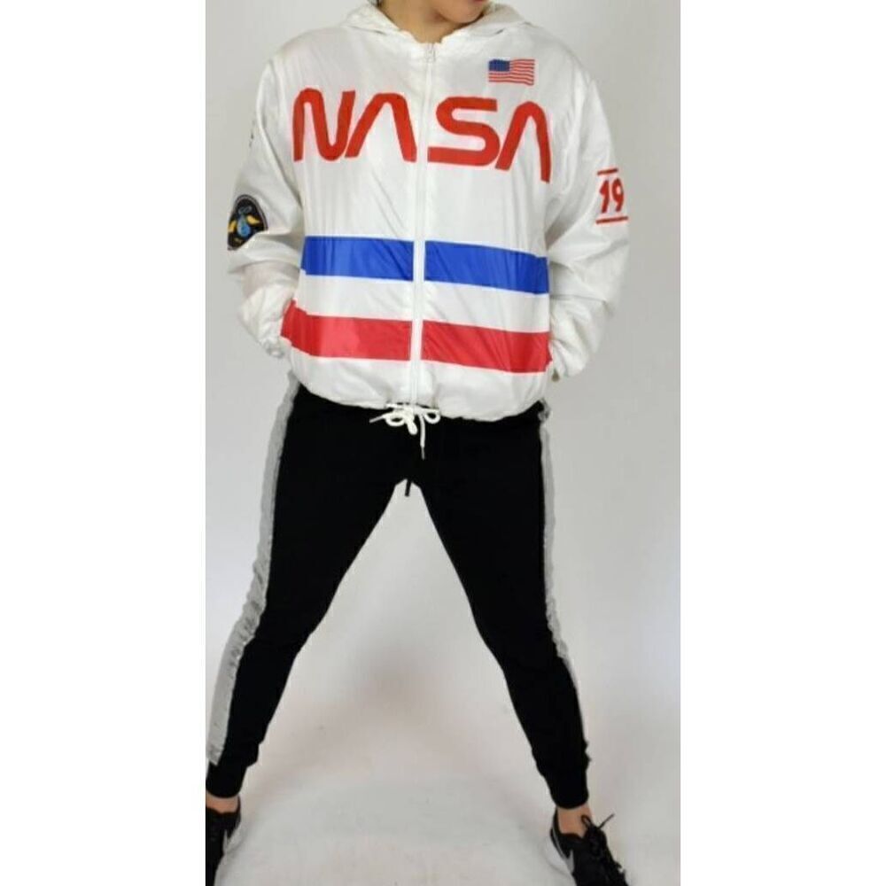 NASA XL Lightweight Zipper Hooded Jacket Windbreaker by Chemistry. No strings